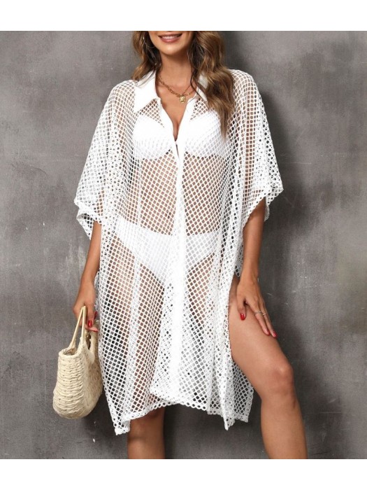 Camicia Larga Copricostume a Rete Mare Casual Donna Woman Shirt Cover up COV0251